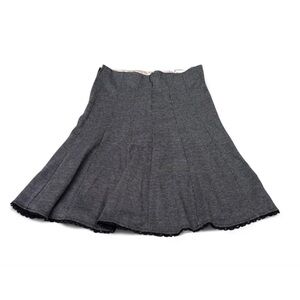 Gray Flared Midi Skirt